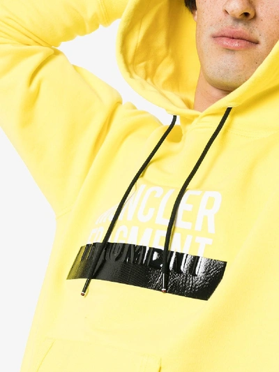 Shop Moncler Genius 7 Moncler Fragment Logo Tape Drawstring Hoodie In Yellow