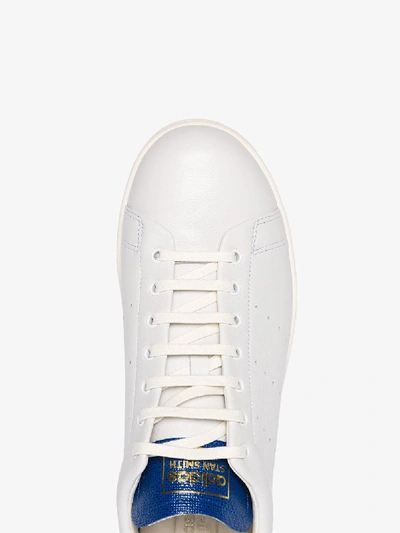 Shop Adidas Originals Adidas White And Blue Stan Smith Sneakers In Grey