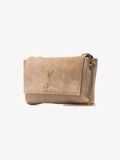 Shop Saint Laurent Beige Kate Reversible Suede Leather Shoulder Bag In Neutrals