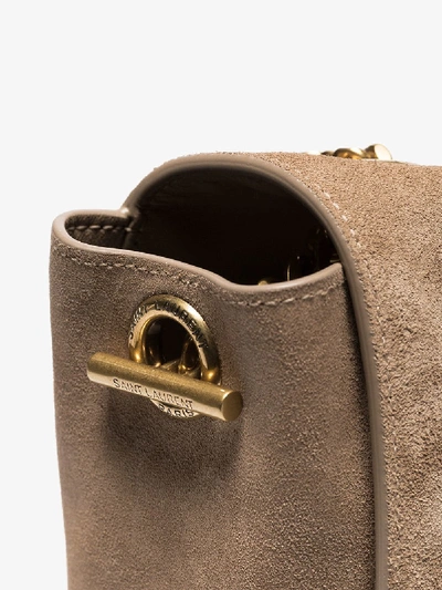 Shop Saint Laurent Beige Kate Reversible Suede Leather Shoulder Bag In Neutrals