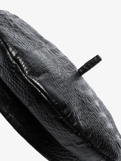 Shop Ruslan Baginskiy Black Animal-effect Leather Beret