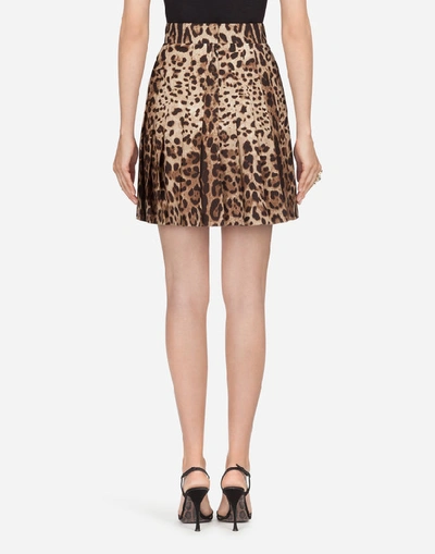Shop Dolce & Gabbana Skirt In Printed Canvas Wool In Leopard Print