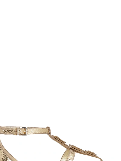 Shop Michael Kors Metallic Leather Thong-sandals In Gold