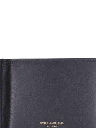 Shop Dolce & Gabbana Smooth Leather Wallet With Money Clips In Black