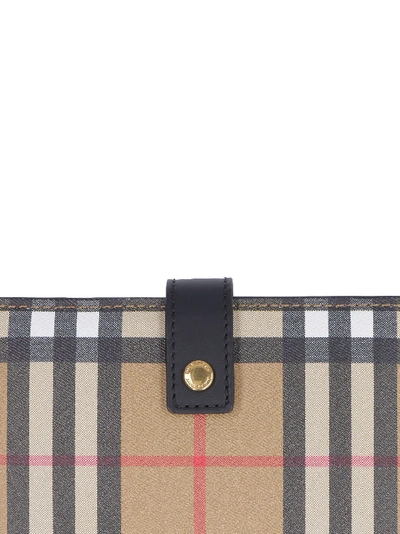 Shop Burberry Leather Flap-over Wallet In Beige