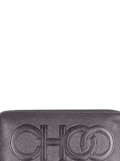 Shop Jimmy Choo Bettina Ziparound Metal Leather Wallet In Grey