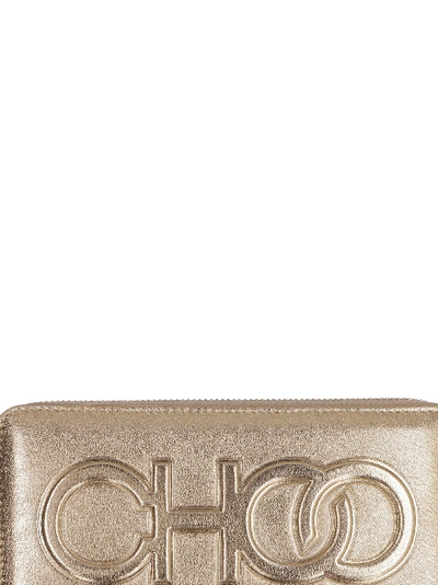 Shop Jimmy Choo Bettina Ziparound Metallic Leather Wallet In Gold