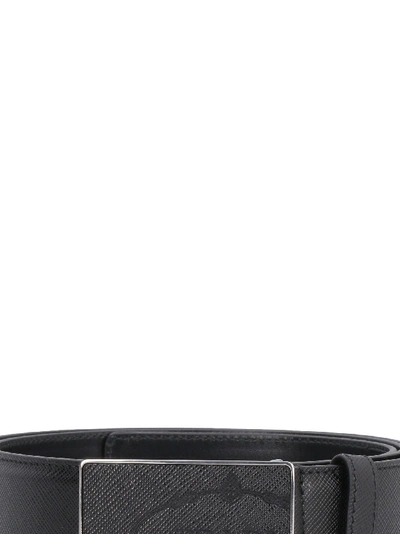 Shop Prada Saffiano Print Leather Belt In Black