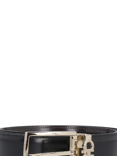 Shop Ferragamo Reversible Leather Belt In Black