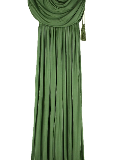 Shop Lanvin Draped Jersey Gown In Green