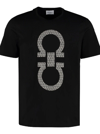 Shop Ferragamo Cotton T-shirt With Logo In Black