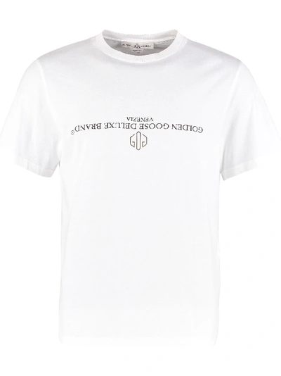 Shop Golden Goose Golden Printed Cotton T-shirt In White