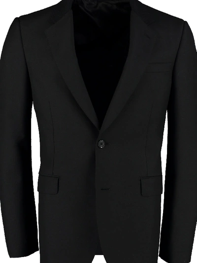Shop Alexander Mcqueen Wool-mohair Blend Single-breasted Jacket In Black