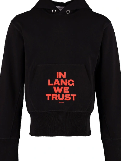 Shop Helmut Lang Printed Cotton Hoodie In Black