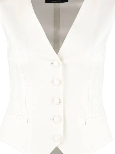 Shop Dolce & Gabbana Wool-silk Blend Waistcoat In Panna