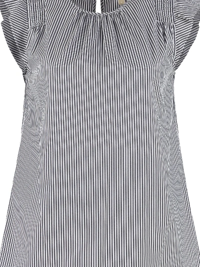Shop Michael Kors Ruffled Striped Blouse In Multicolor