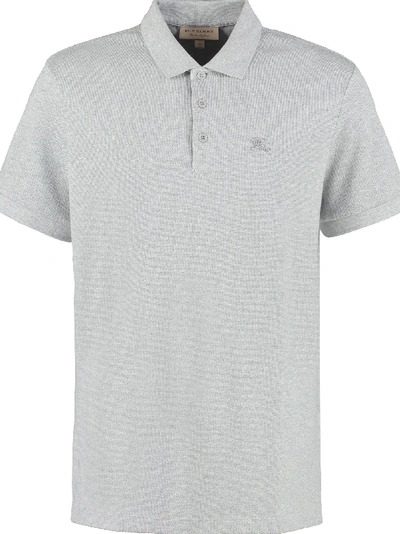 Shop Burberry Logo Embroidery Cotton-piqué Polo Shirt In Grey