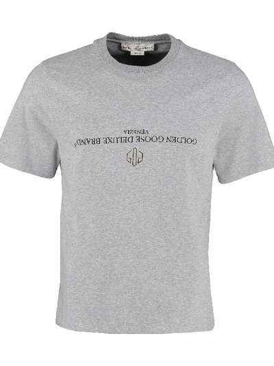 Shop Golden Goose Golden Printed Cotton T-shirt In Grey
