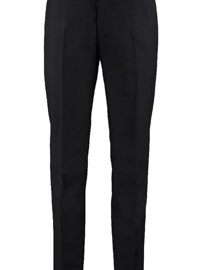 Shop Alexander Mcqueen Wool-mohair Blend Tailored Trousers In Black