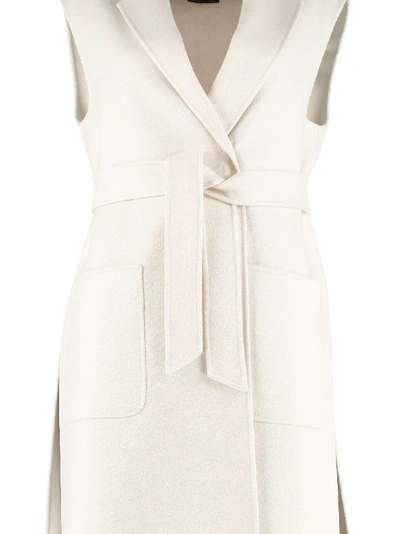 Shop Max Mara Osmio Virgin Wool Blend Waistcoat In Panna