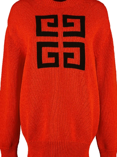 Shop Givenchy Logo Intarsia Cotton Sweater In Red