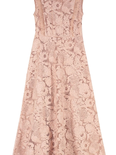 Shop Red Valentino Floral Lace Midi-dress In Pink
