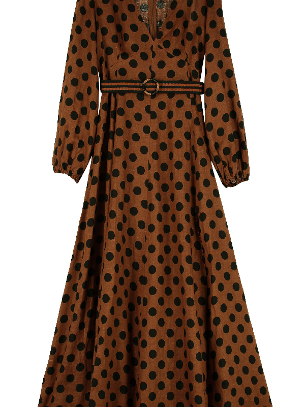 zimmermann brown polka dot dress