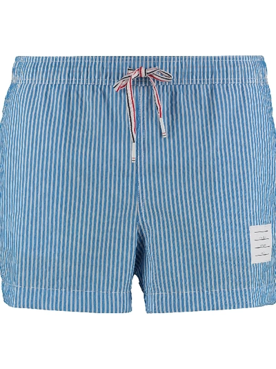 Shop Thom Browne Striped Swim Shorts In Blue