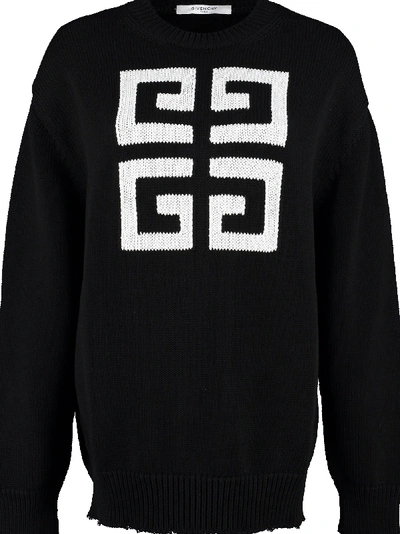 Shop Givenchy Intarsia Cotton Pullover In Black