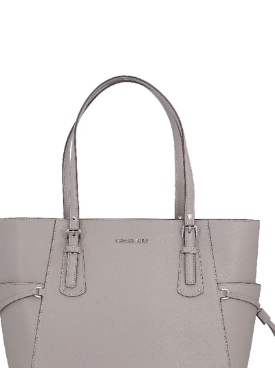 Shop Michael Kors Voyager Leather Tote In Grey