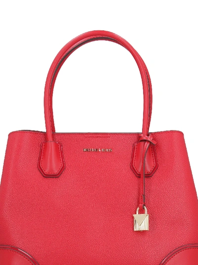 Shop Michael Kors Mercer Gallery Leather Bag In Red