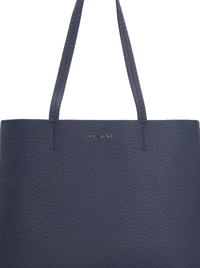 Shop Orciani Pebbled Leather Tote In Blue