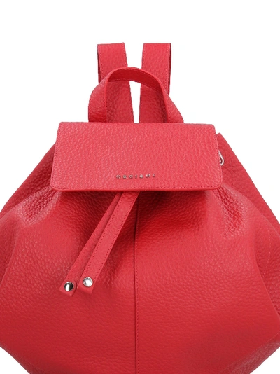 Shop Orciani Iris Pebbled Leather Backpack In Red
