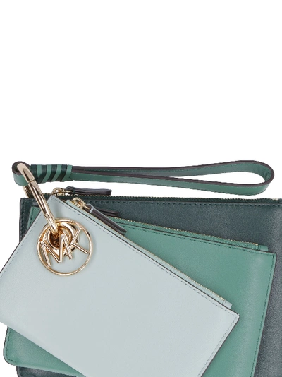 Michael Kors Tri-color Leather Pouch-trio In Green | ModeSens