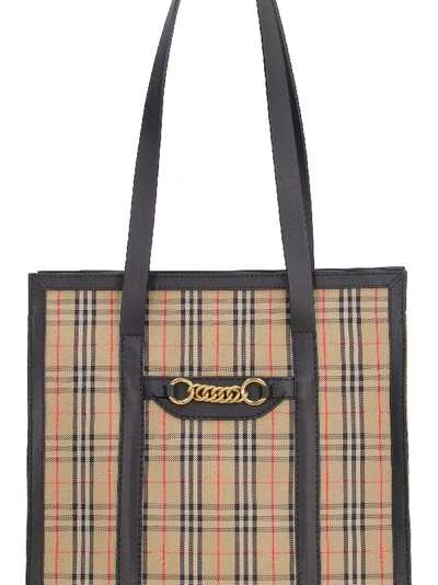 Shop Burberry The Link Check Canvas Tote Bag In Multicolor