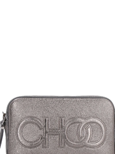 Shop Jimmy Choo Balti Metallic Leather Mini-bag In Grey