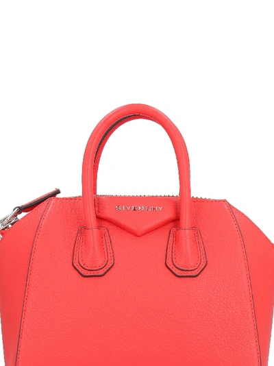 Shop Givenchy Antigona Mini Leather Handbag In Red