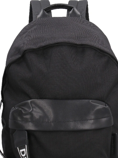 Shop Dsquared2 Leather And Canvas Backpack In Black
