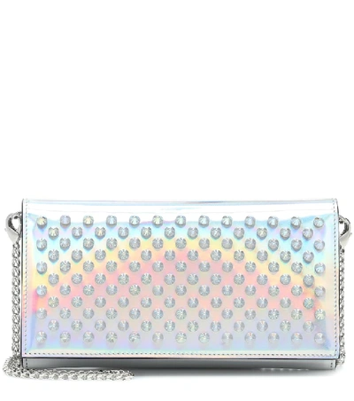 Shop Christian Louboutin Boudoir Metallic Leather Clutch In Silver