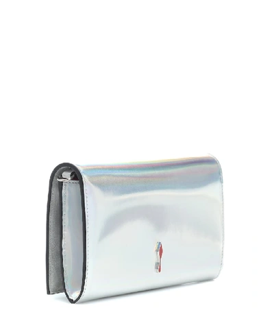 Shop Christian Louboutin Boudoir Metallic Leather Clutch In Silver