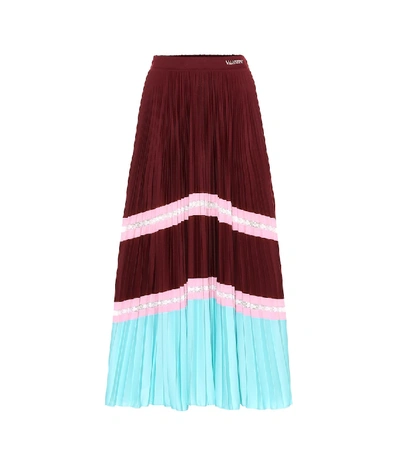 Shop Valentino Pleated Jersey Midi Skirt In Multicoloured