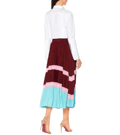 Shop Valentino Pleated Jersey Midi Skirt In Multicoloured