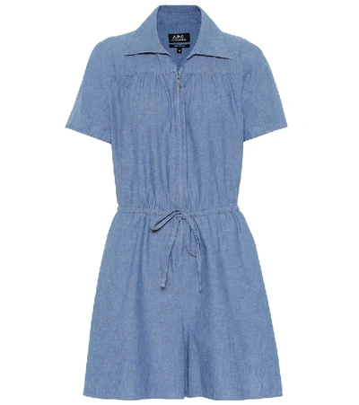 Shop Apc Ursula Cotton Chambray Jumpsuit In Blue