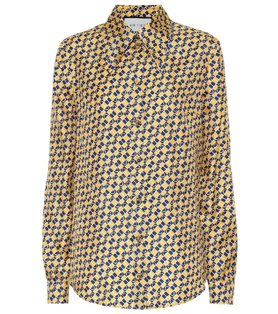 Shop Gucci Printed Silk Shirt In Yellow