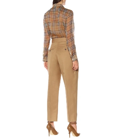 Shop Burberry Scarf Cotton High-rise Pants In Beige