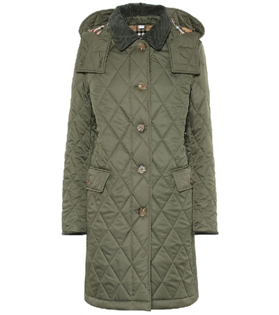 Shop Burberry Dereham 804 Quilted Coat In Green