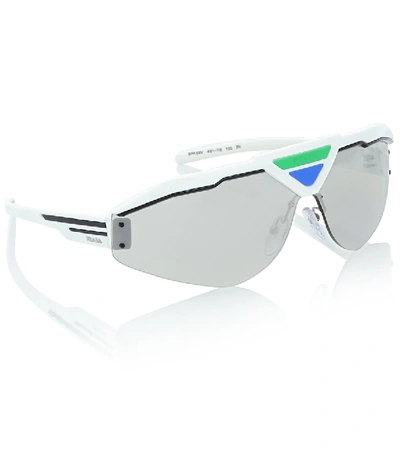 Shop Prada Mirrored Sunglasses In White