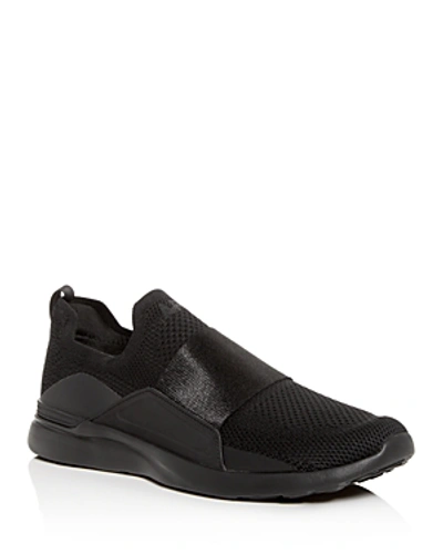 Shop Apl Athletic Propulsion Labs Men's Techloom Bliss Knit Slip-on Sneakers In Black/black