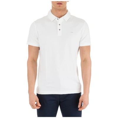 Shop Michael Kors Men's Short Sleeve T-shirt Polo Collar In White