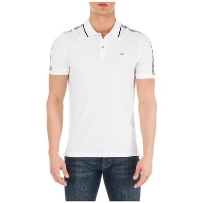 Shop Michael Kors Men's Short Sleeve T-shirt Polo Collar In White